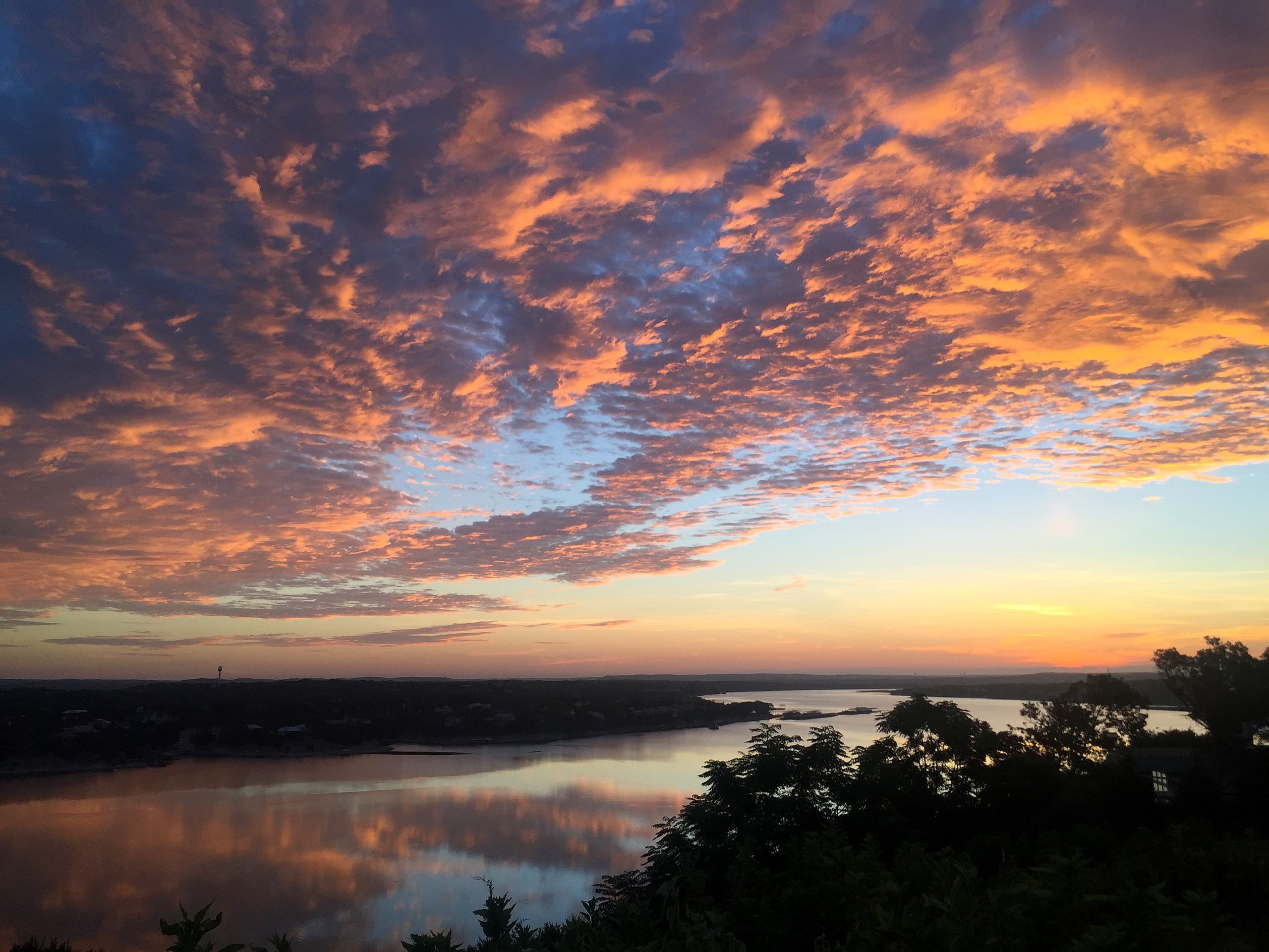 Sunrise over Lake Travis in the Texas hill country
