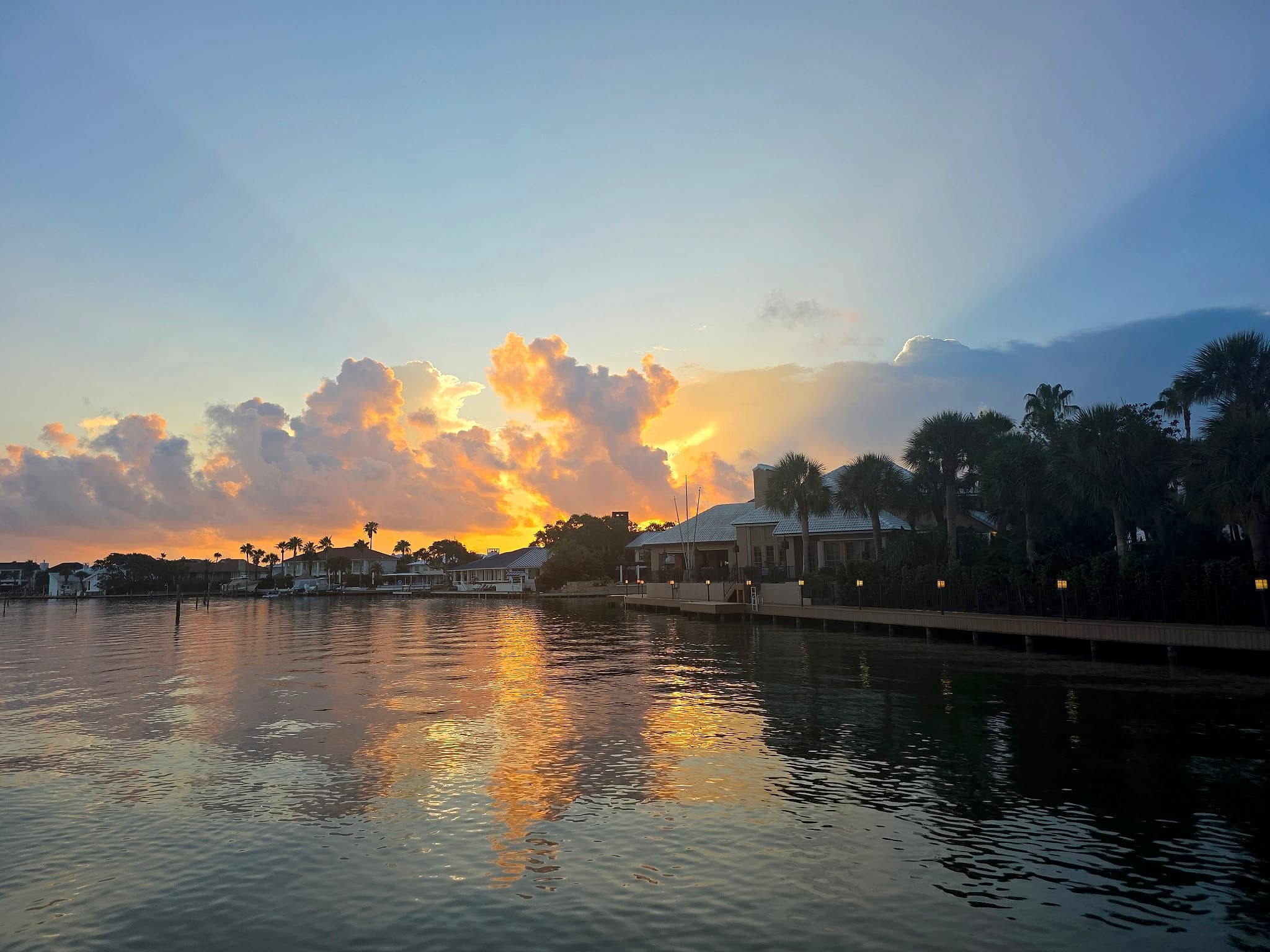 Sunset over the marina in Rockport, Texas
